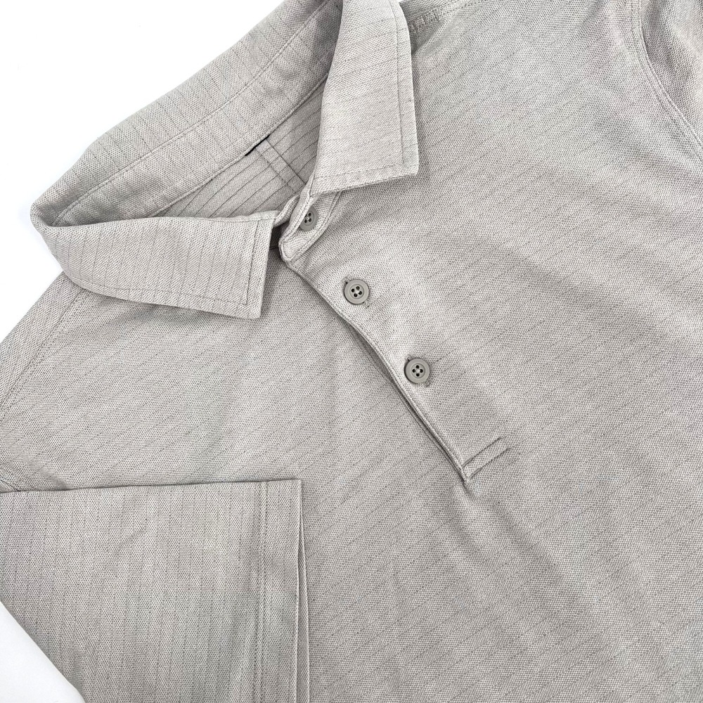 LULULEMON Men's Sz M* Evolution Short-Sleeve Polo Shirt Striped Seal Gray/White